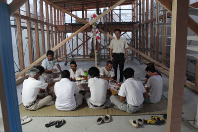 山内龍雄芸術館の上棟式