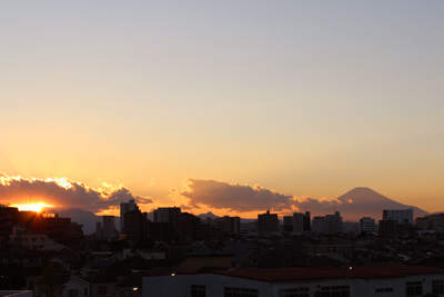 富士山と夕陽