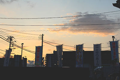 芸術館の隣の旗